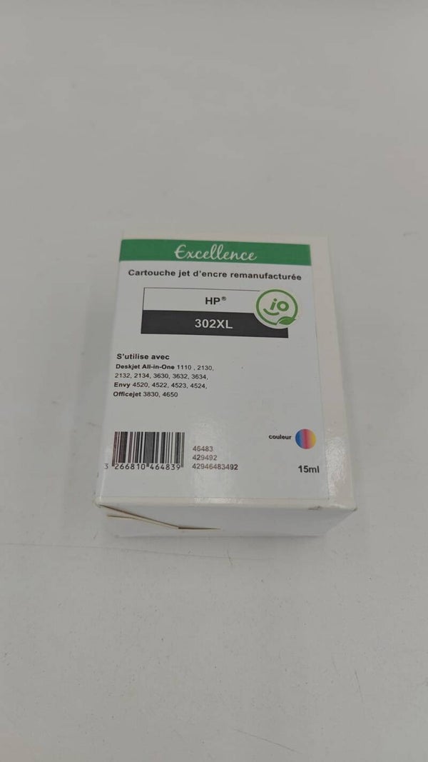Cartouche jet d'encre remanufacturée compatible HP302XL couleur 15ml