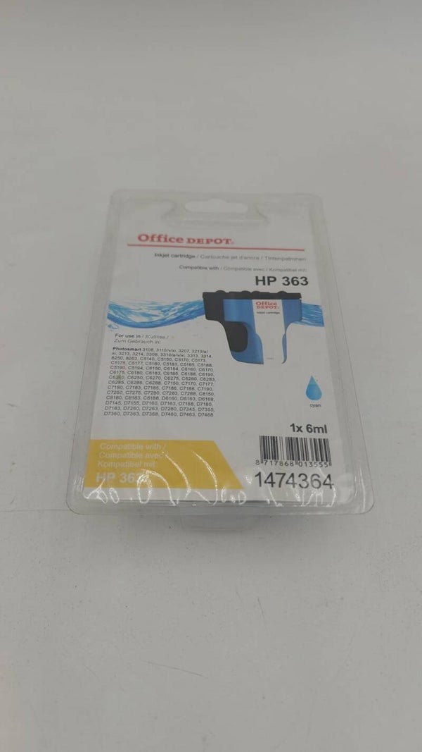Cartouche jet d'encre Office dépôt compatible HP363 couleur cyan 6ml