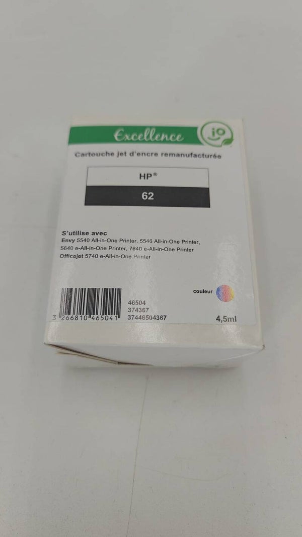 Cartouche jet d'encre manufacturée compatible HP62 couleur