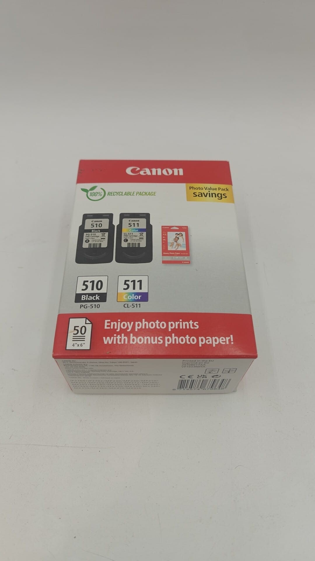 PACK de  2 CARTOUCHE s CANON PG-510 + CL-511 NOIR + COULEUR pg510 cl511noire