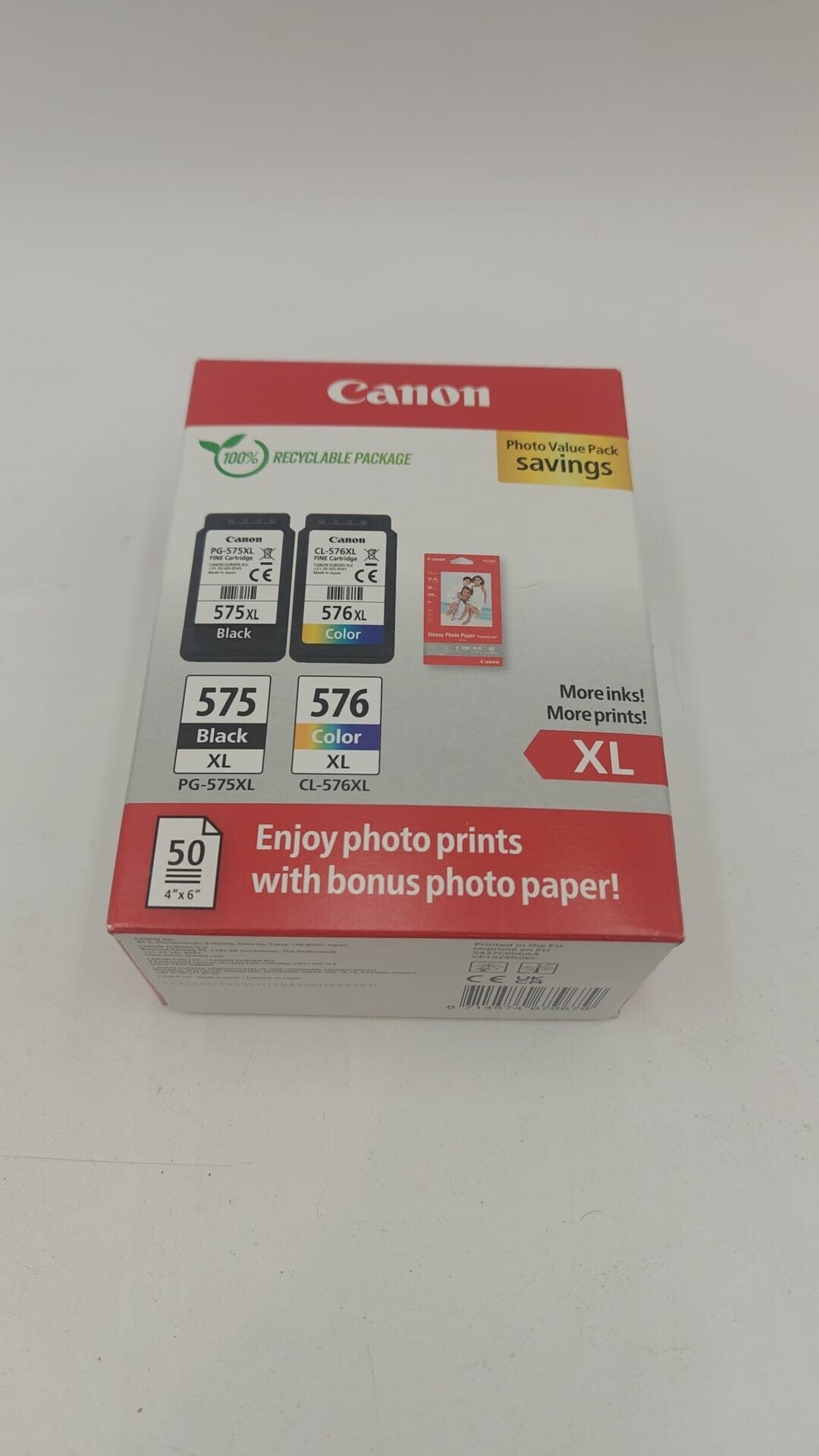 PACK 2 CARTOUCHE CANON NOIR 575 + COULEUR 576+ PAPIER/ pg-575 cl-576 XL