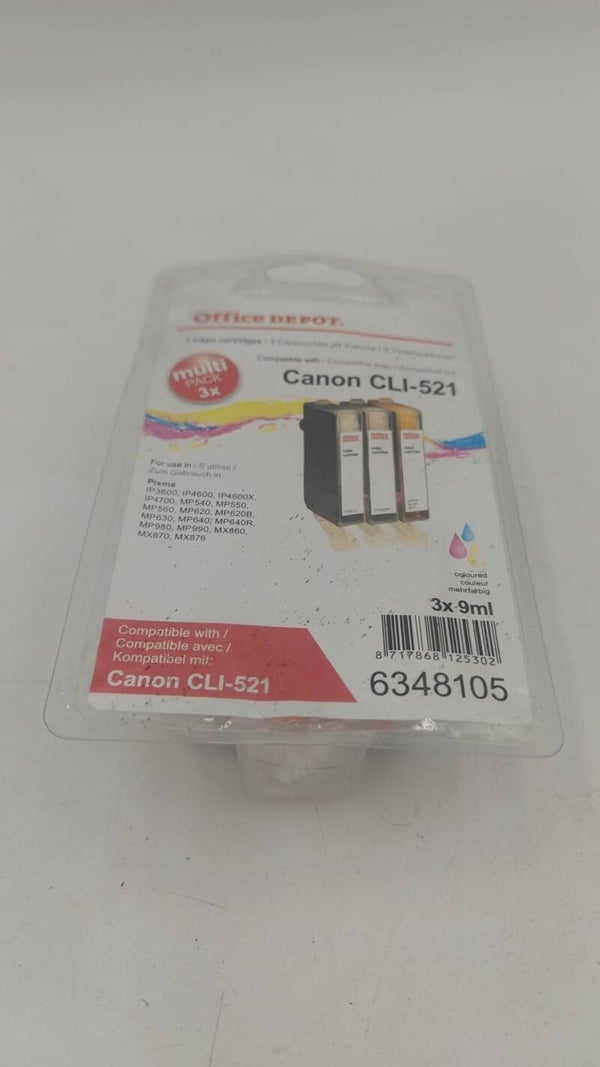 Pack 3 Cartouche Office dépôt compatible Canon CLI-521