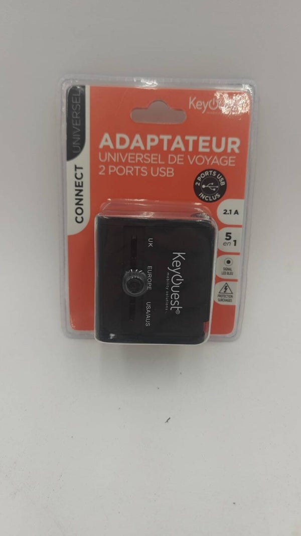Adaptateur universel de voyage 2 ports usb 5 en 1 2.1A