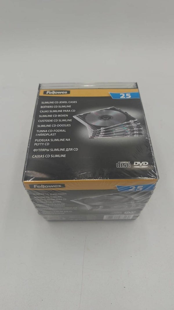 25 boîtier cd slimline transparent fellowes