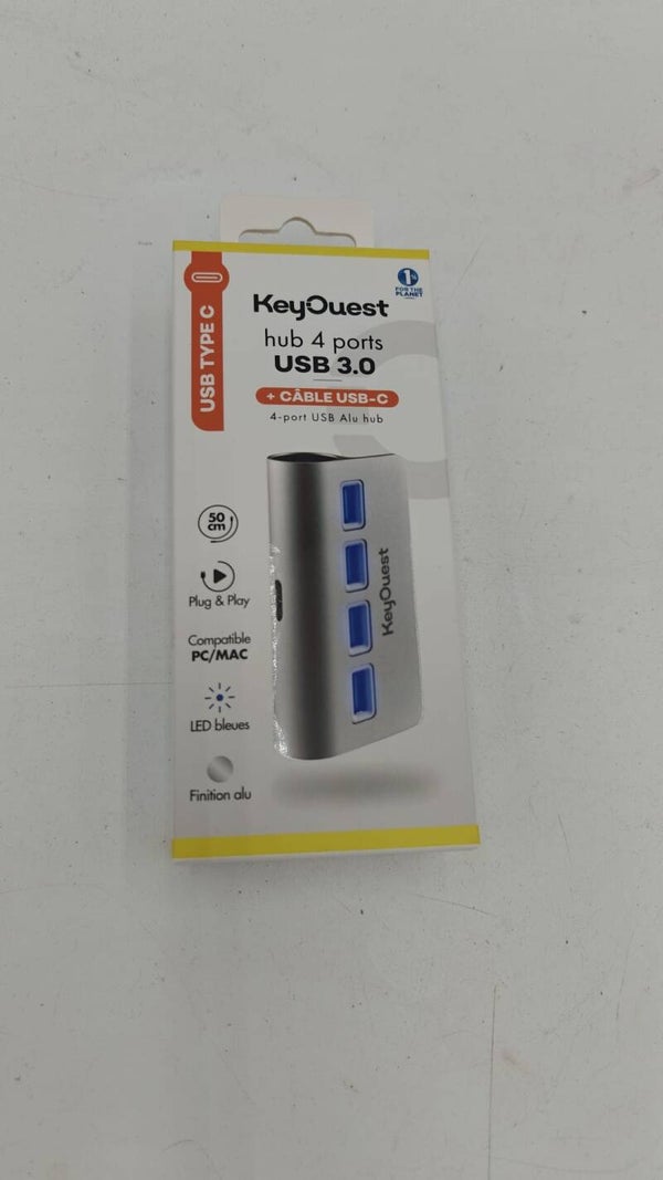 Hub USB -C - KEYOUEST - Externe - Aluminium - 4 Ports USB 3.0
