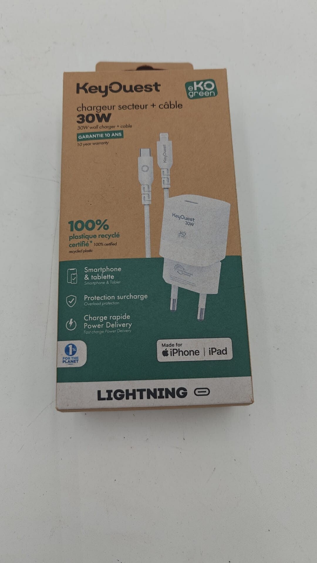 KeyOuest Chargeur secteur + câble 30W