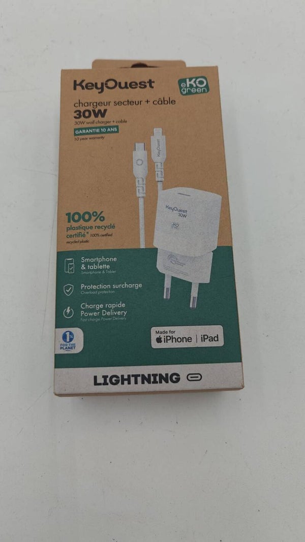 KeyOuest Chargeur secteur + câble 30W