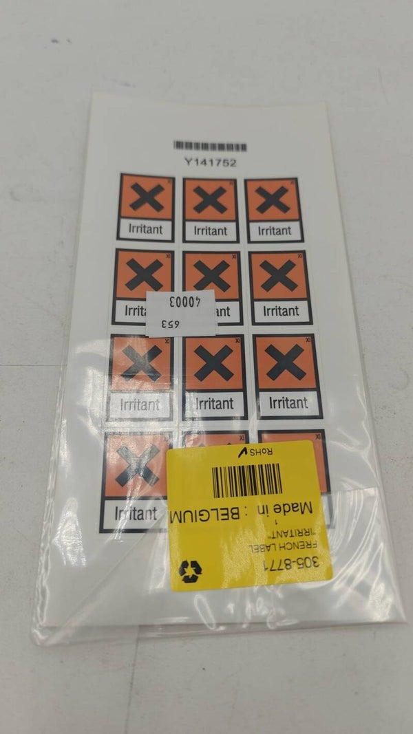 Lot de 12 étiquettes autocollantes pictogramme produit "irritant"
