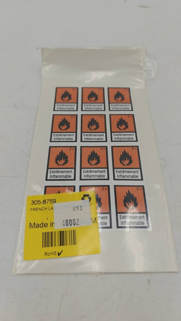 Lot de 12 étiquettes autocollantes pictogramme produit "Extrêmement inflammable"