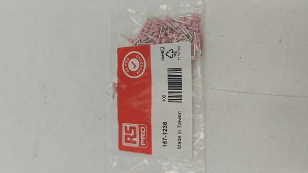 Férule en lacet à sertir RS PRO Isolé, longueur 8 mm, Rose diamètre 1.1 mm, 22 AWG