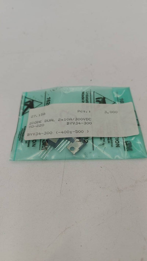 3 x Diode dual 2x10A 300 VDC TO-220 BYV34-300