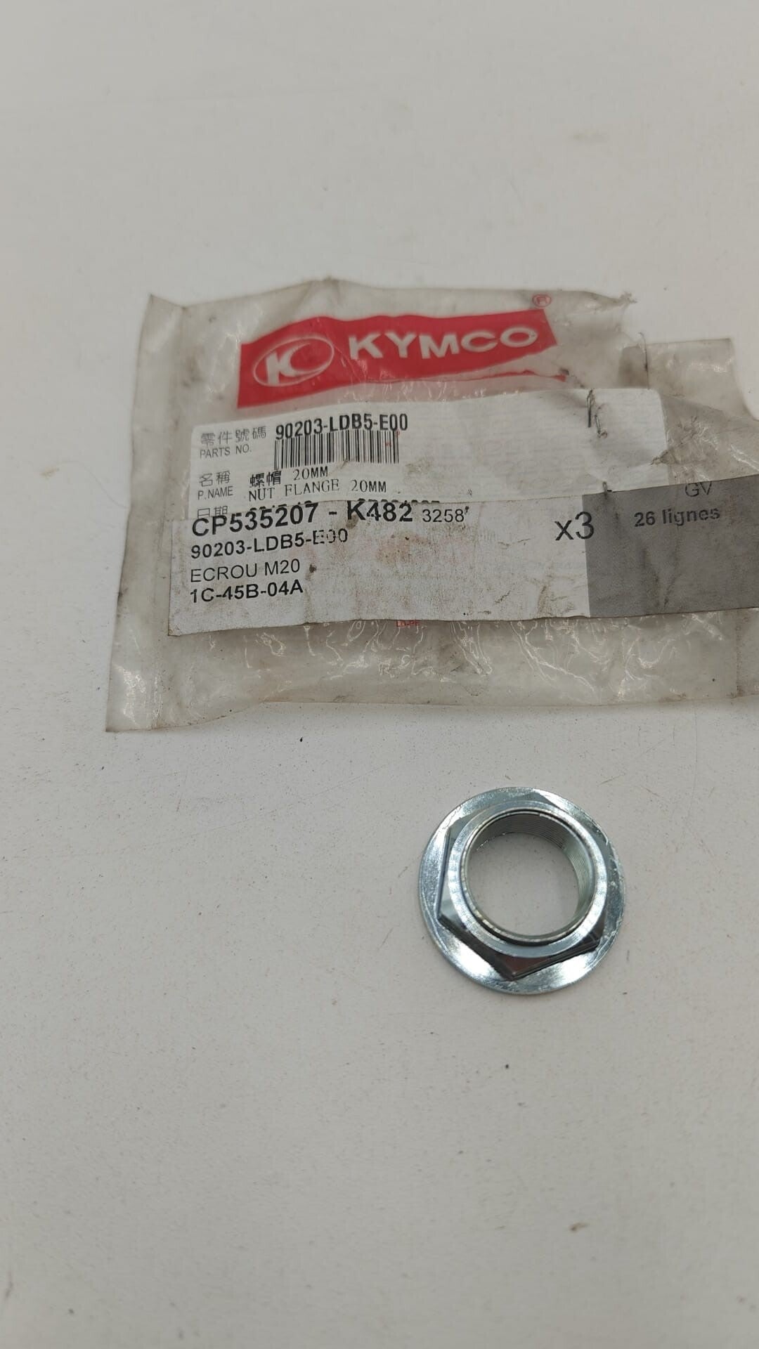 ECROU M20 référence 90203-LDB5-E00 pièce d'origine Kymco