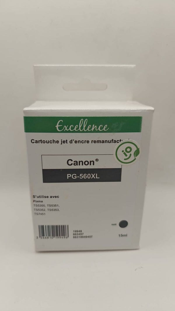 Cartouche jet d'encre remanufacturée compatible PG-560XL NOIR 15ml