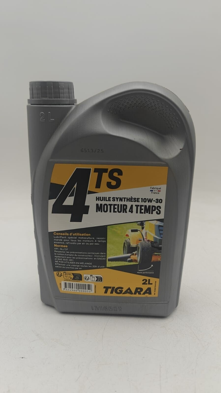 Huile moteur 4 temps synthèse 10W-30 spécial motoculture Tigara