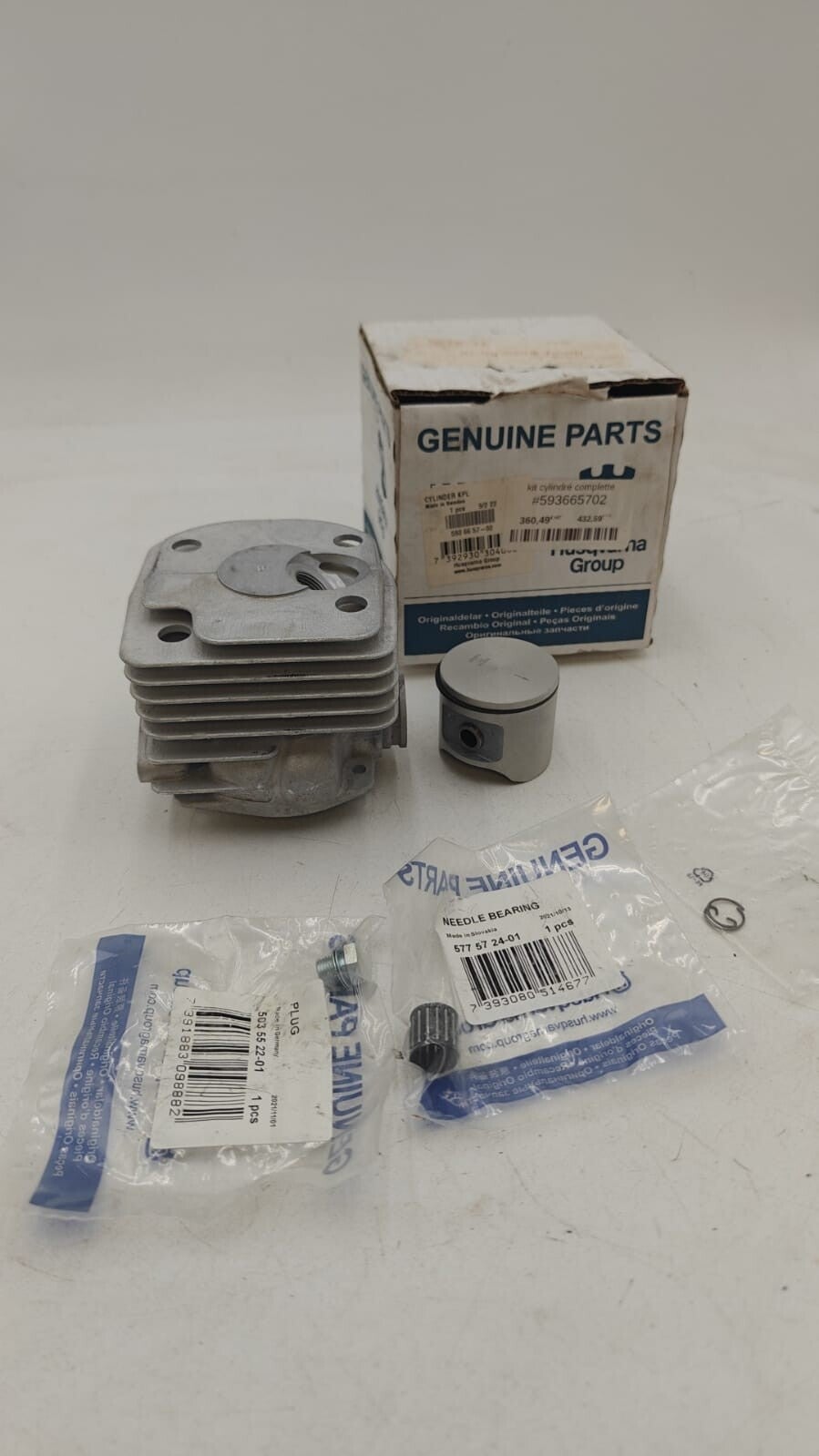Cylindre piston tronçonneuse Husqvarna / Jonsered Référence : 593665702 origine