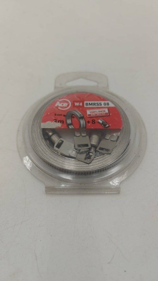 Colliers de serrage inox W4 bande ajourée sans fin, largeur 8 mm, longueur 3m