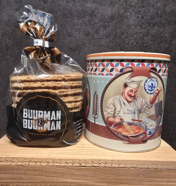 Pakje stroopwafels in blik