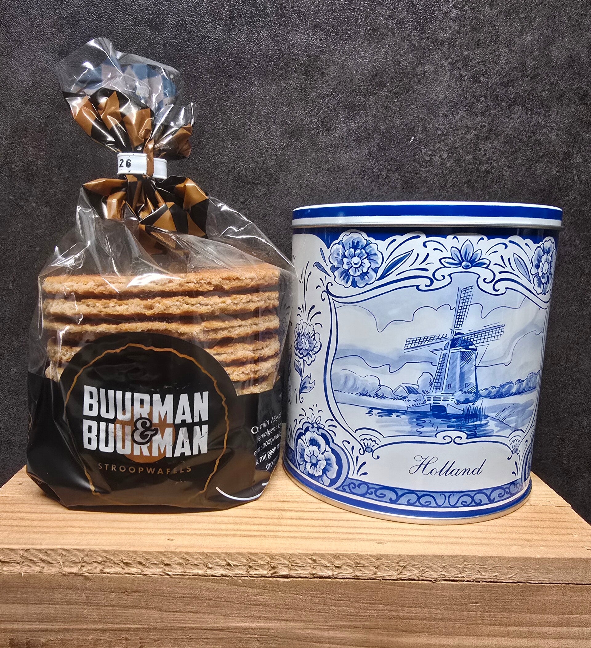 Pakje stroopwafels in blik