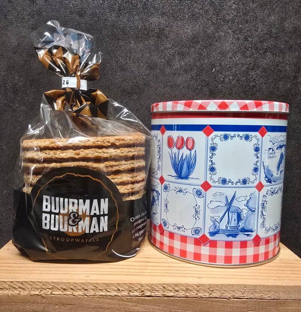 Pakje stroopwafels in blik
