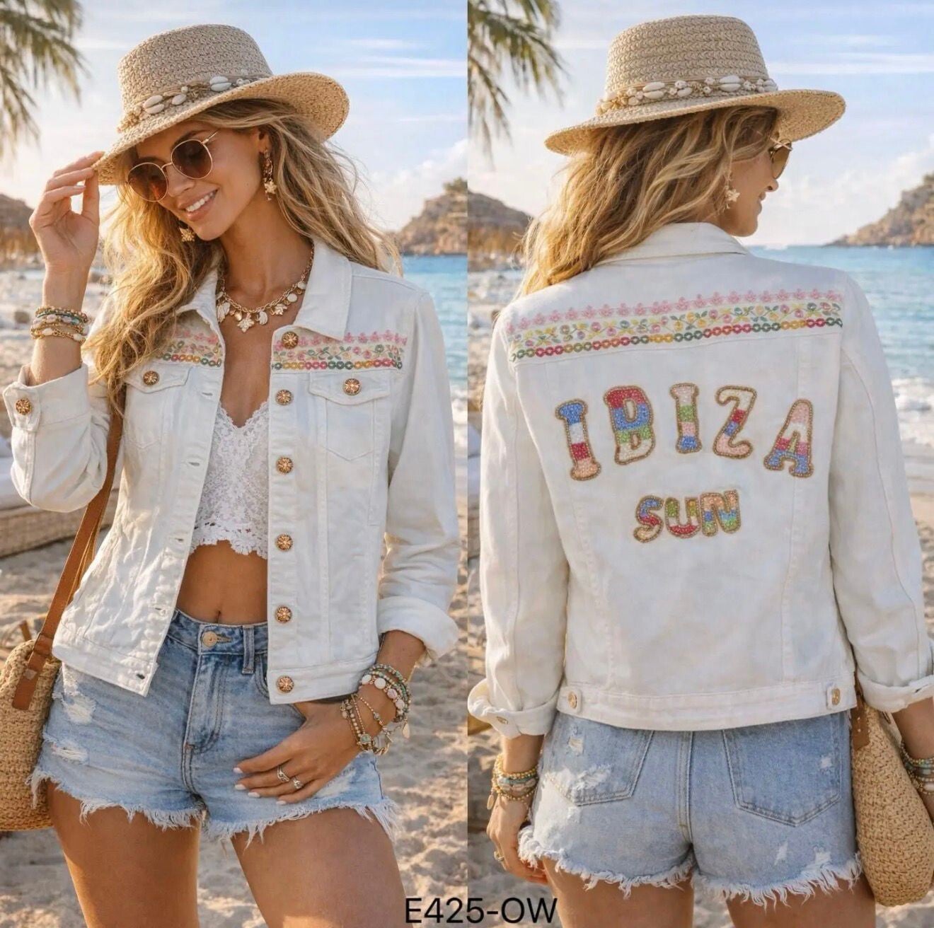 DENIM JACKET WITH EMBROIDERED BACK DETAIL