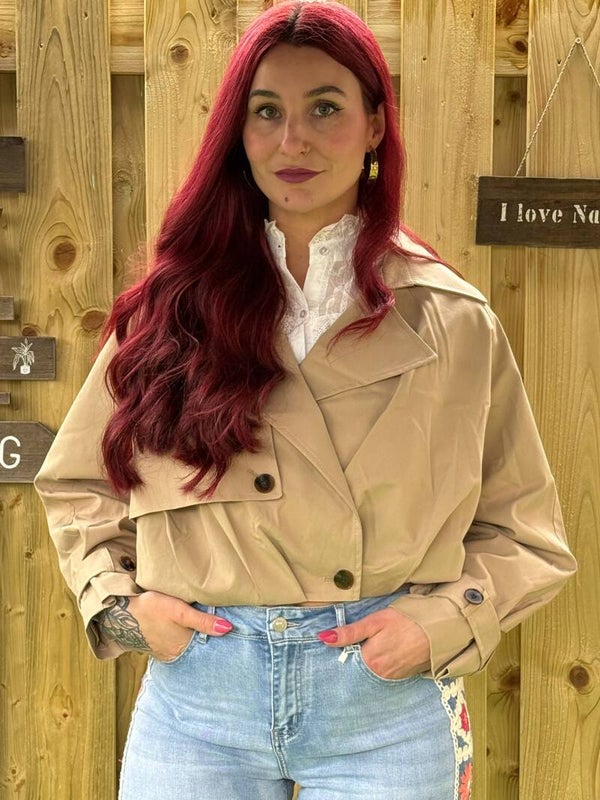 Structured short trench coat