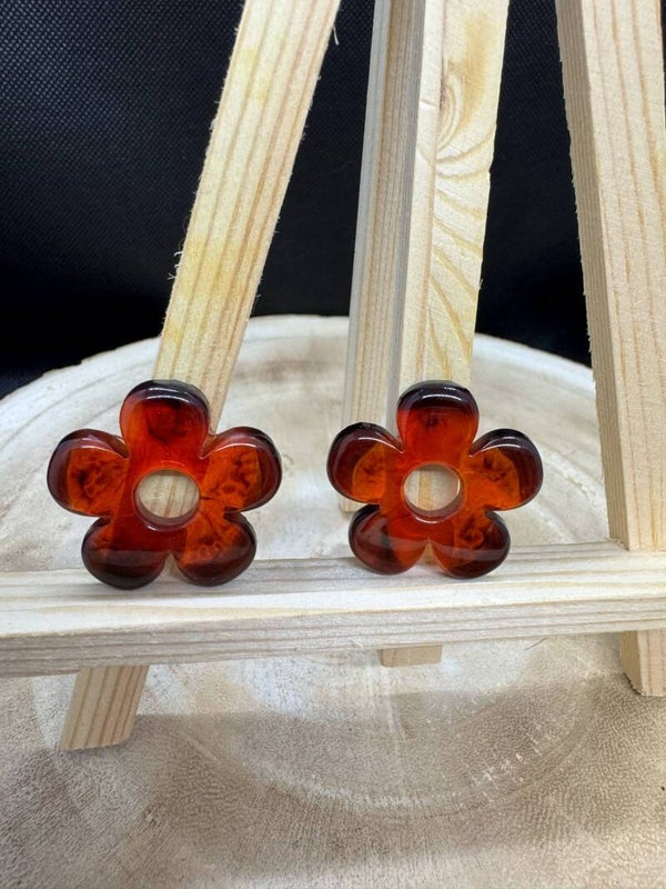 pampilles fleur ronde maron orangé