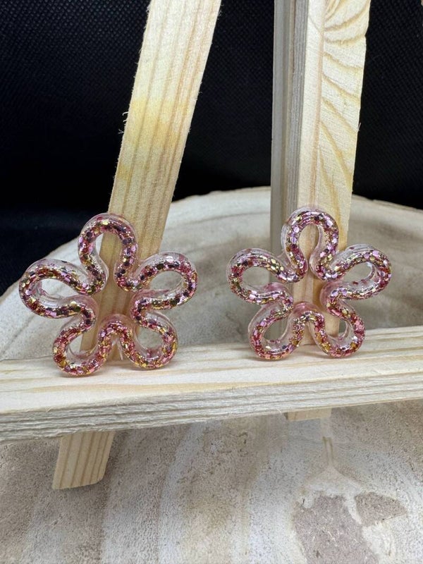 pampilles pailletées roses jaune