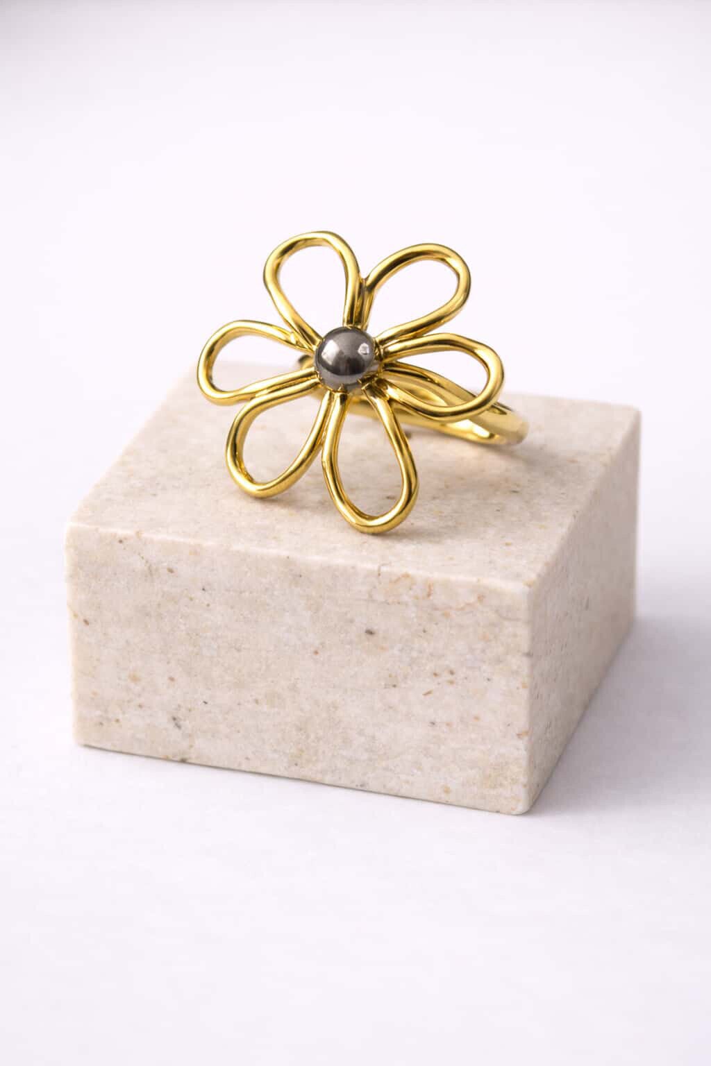 Bague marguerite couleur or