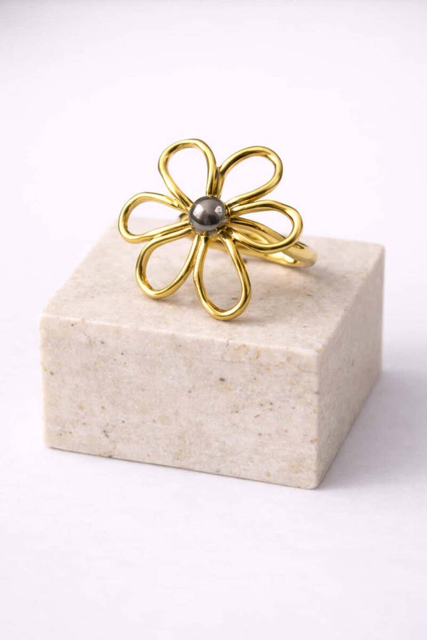 Bague marguerite couleur or