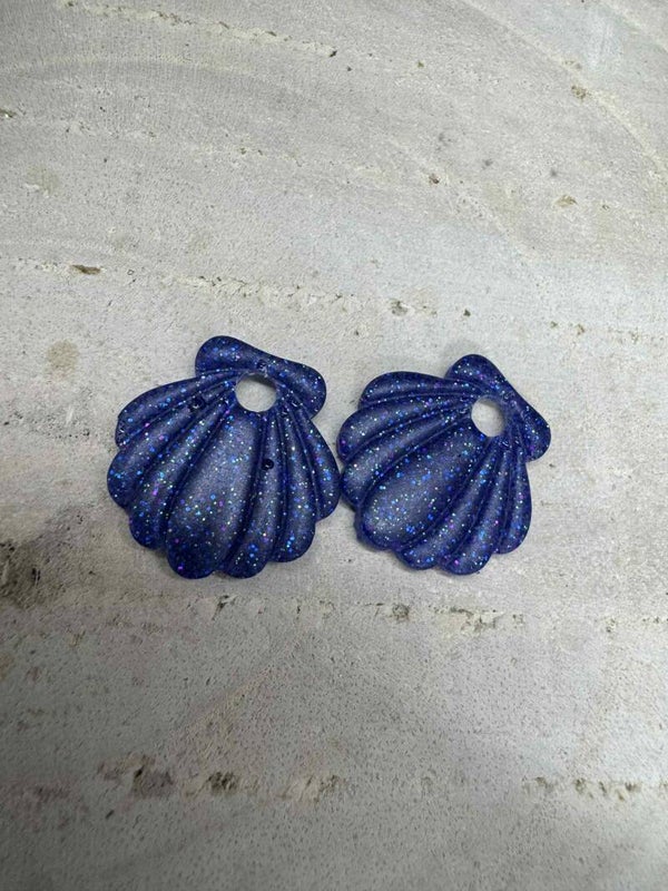 pampille coquillage pailleté bleu marine