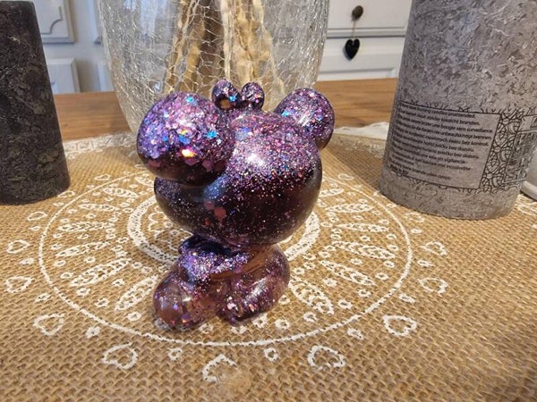 petit souris violette pailletée