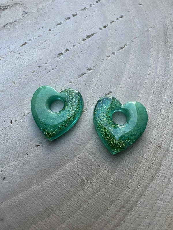 grand coeur vert et paillette verte