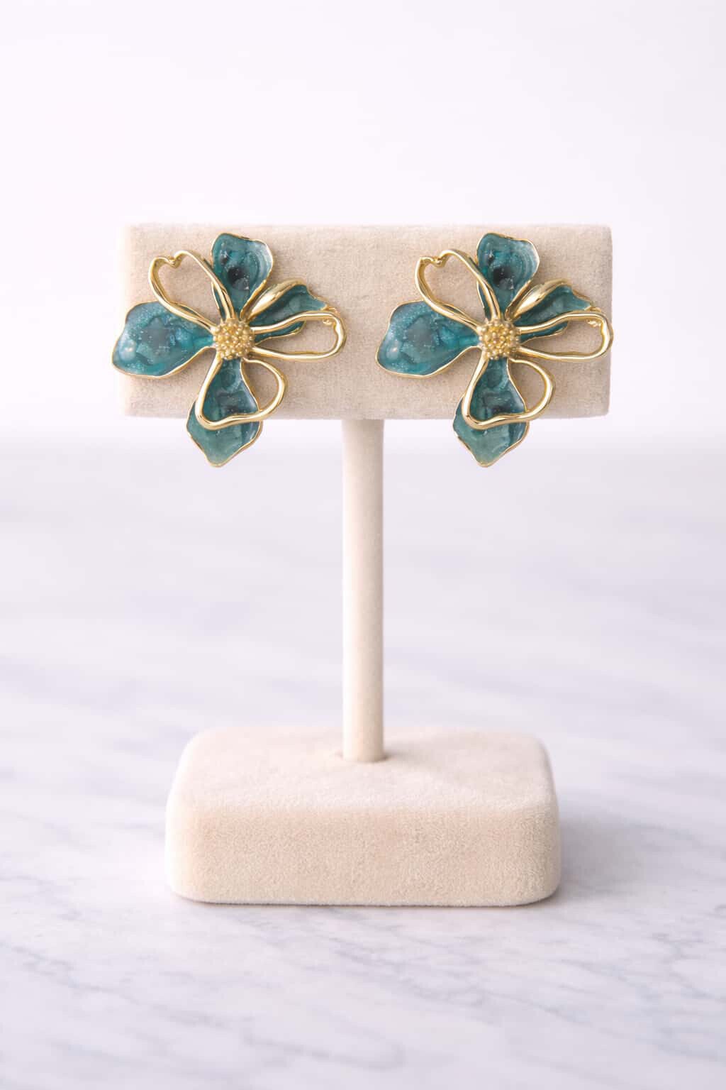 boucle d oreilles bleu canard