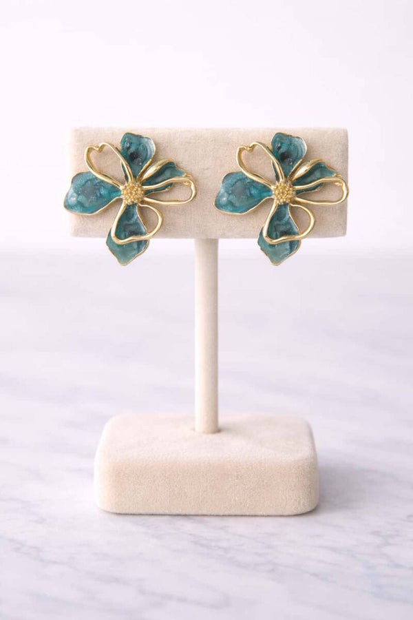 boucle d oreilles bleu canard
