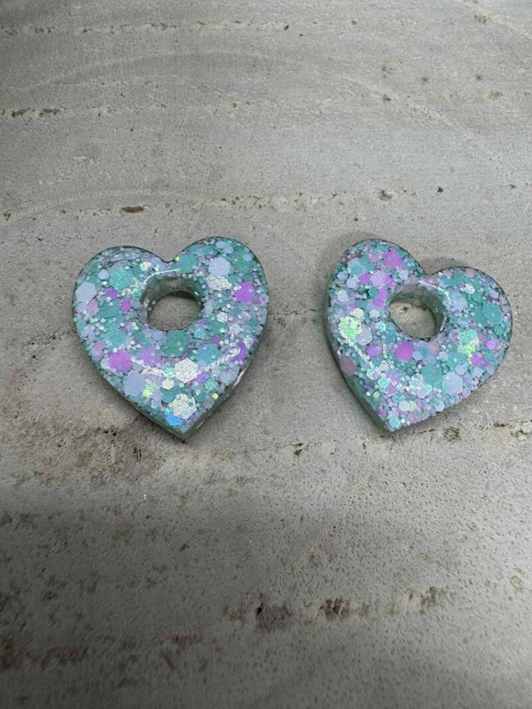 pampilles grand coeur pailleté verte