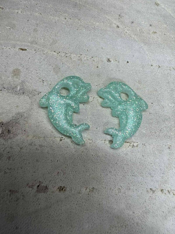 pampille dauphin verte pailleté transparente
