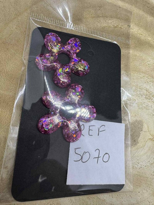 grandes pampilles pailletées rose fuchsia et or