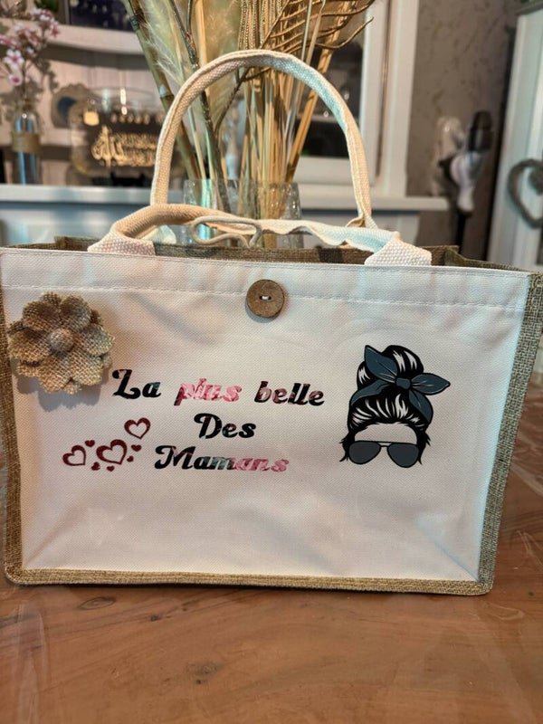 sac cabas blanc fermeture avec attache bouton en bois