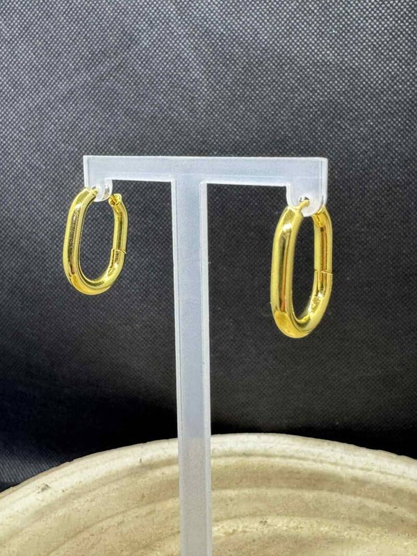 créoles allongées epaisses acier inoxydable or