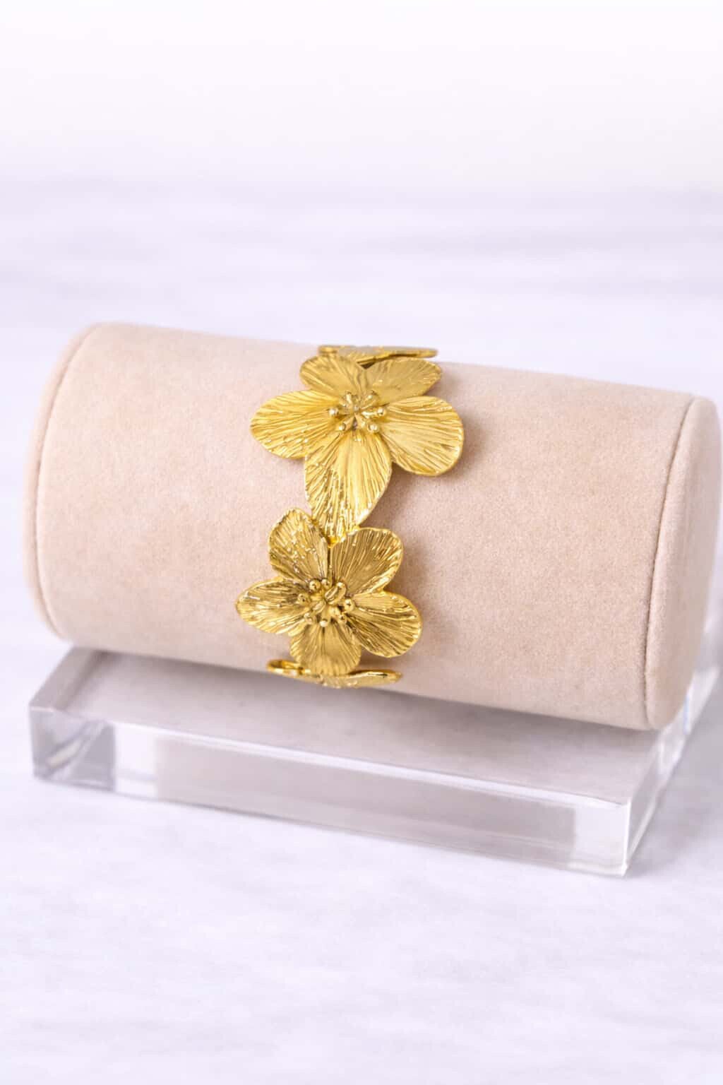 Bracelet fleurs couleur or