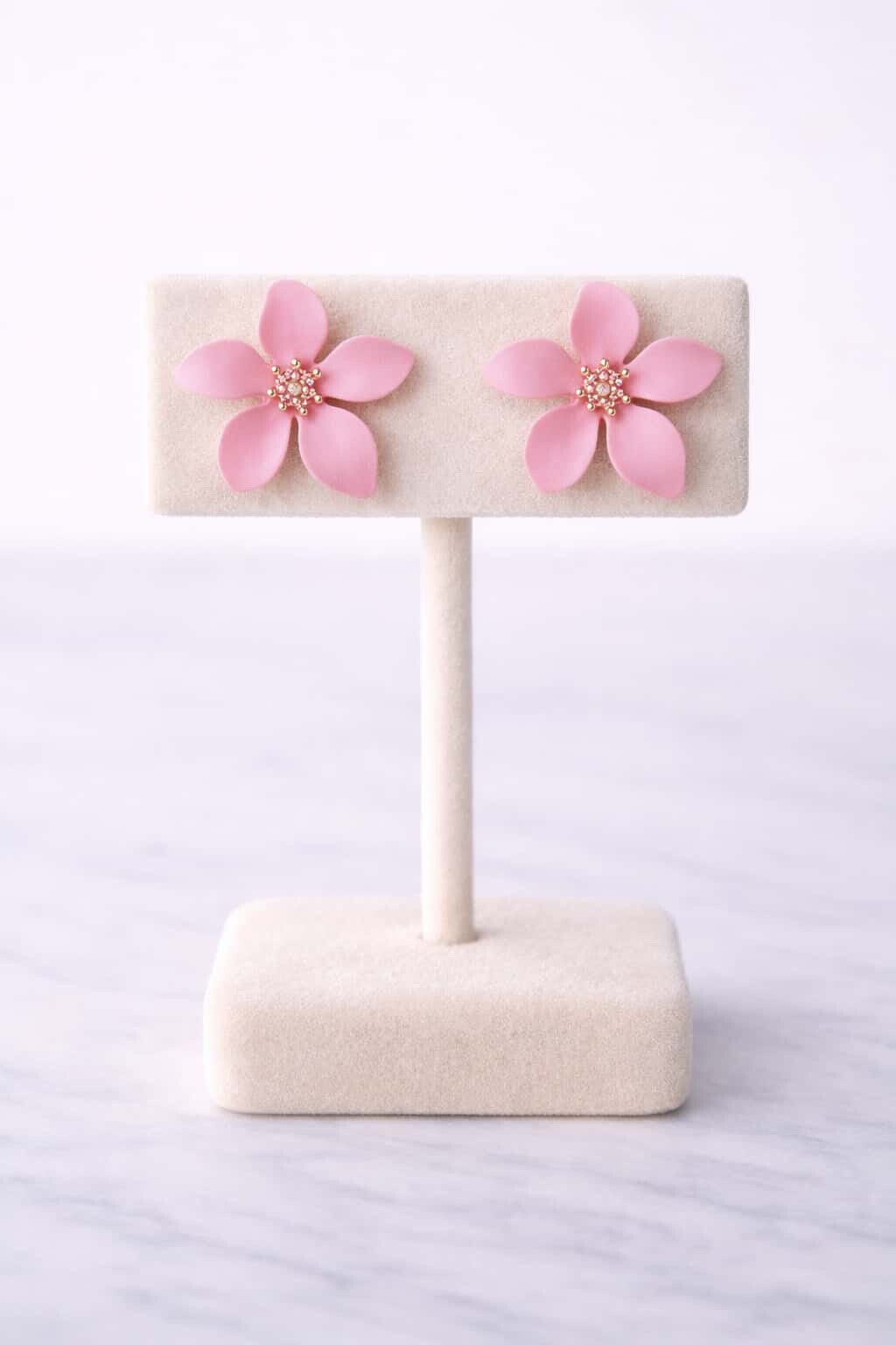 boucle d oreilles rose poudrée