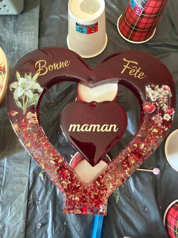 Cœur fête des mères couleur framboise