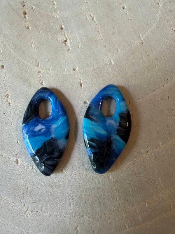 Pampilles bleue turquoise et noire grand modèle