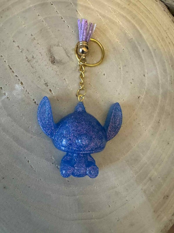 Porte clé stitch bleu paillettes