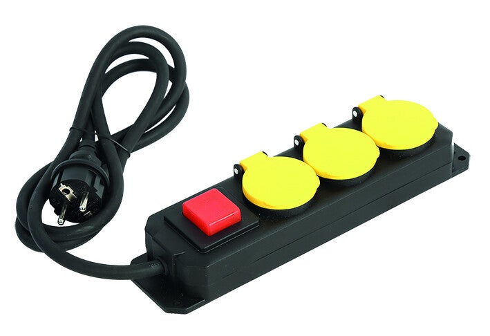 3-fach Verteiler außen mit Schalter, Gummikabel 1,4 Meter