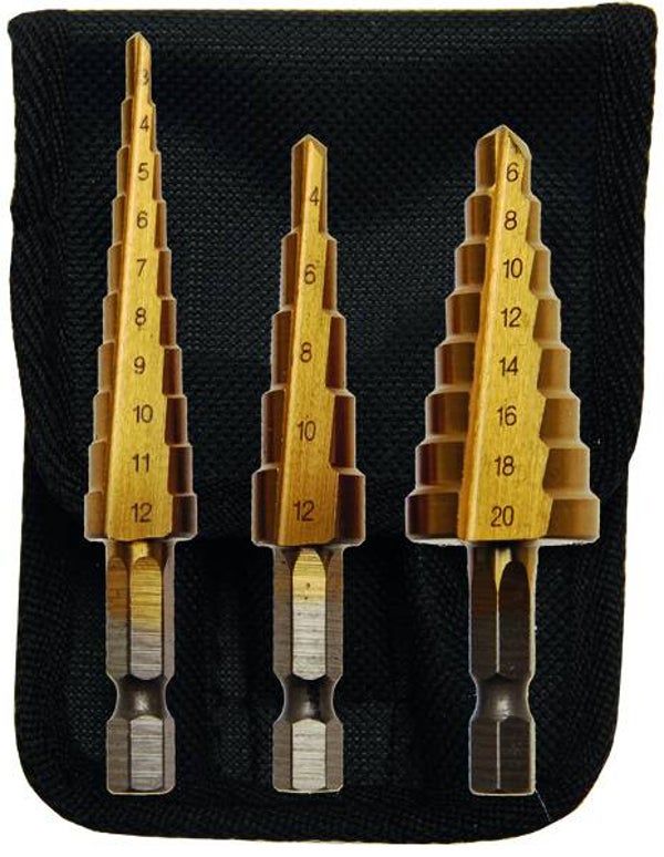 HSS-Stufenbohrset 3-20 mm 3-teilig