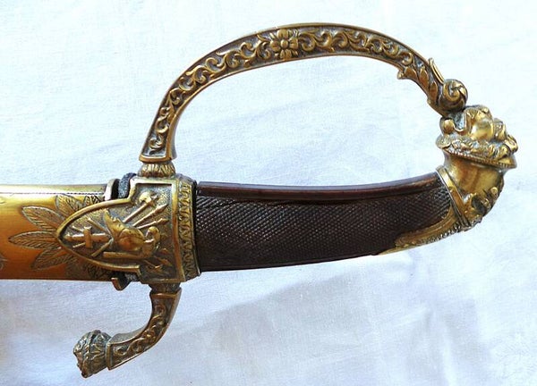SABRE D'OFFICIER ETAT MAJOR 1ER EMPIRE - LAME A LA HUSSARDE - DIT "À LA MARENGO"