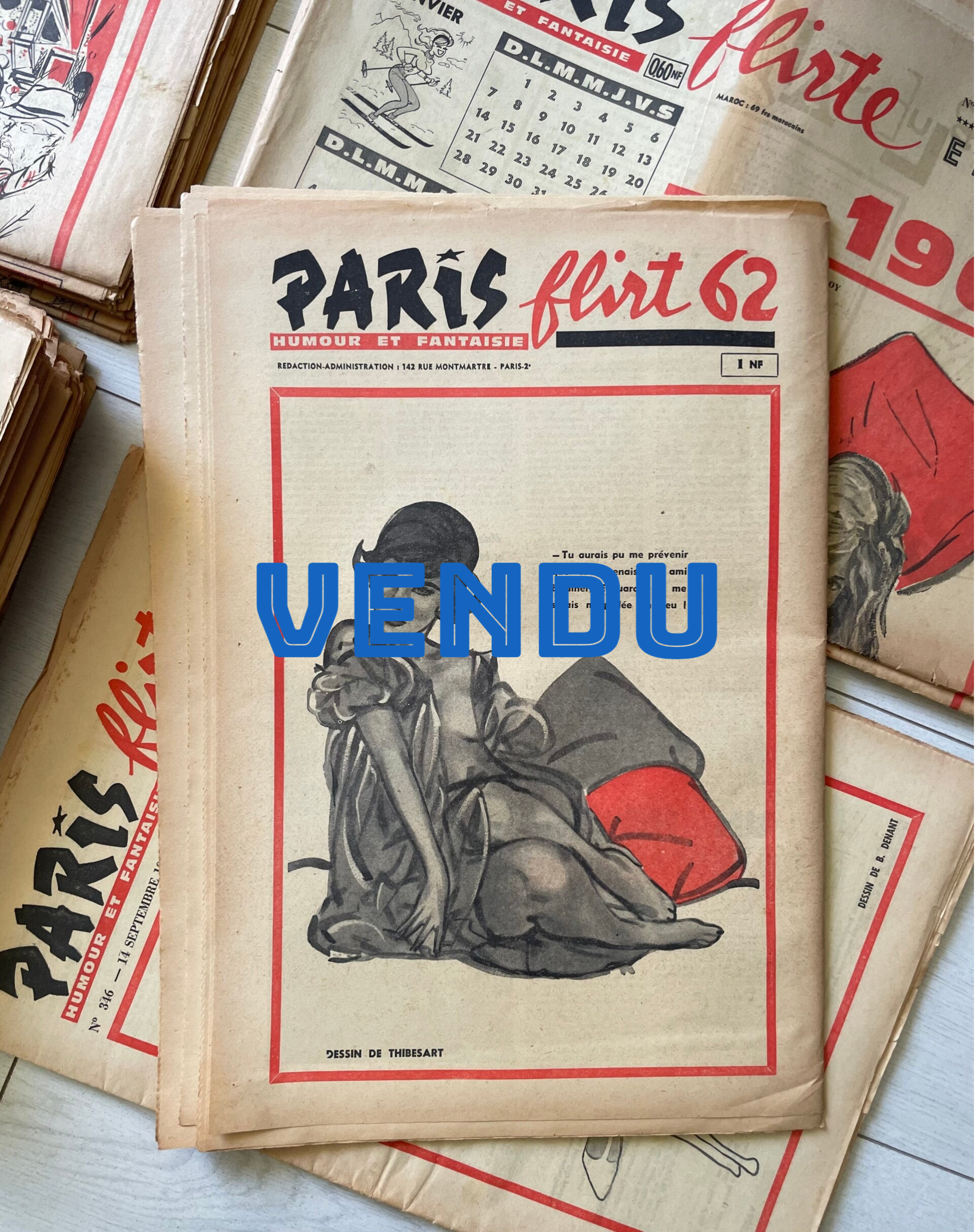 LOT DE 53 EXEMPLAIRES DU MAGAZINE "PARIS FLIRT" années-ci 1960 - 61 - 62 - 63