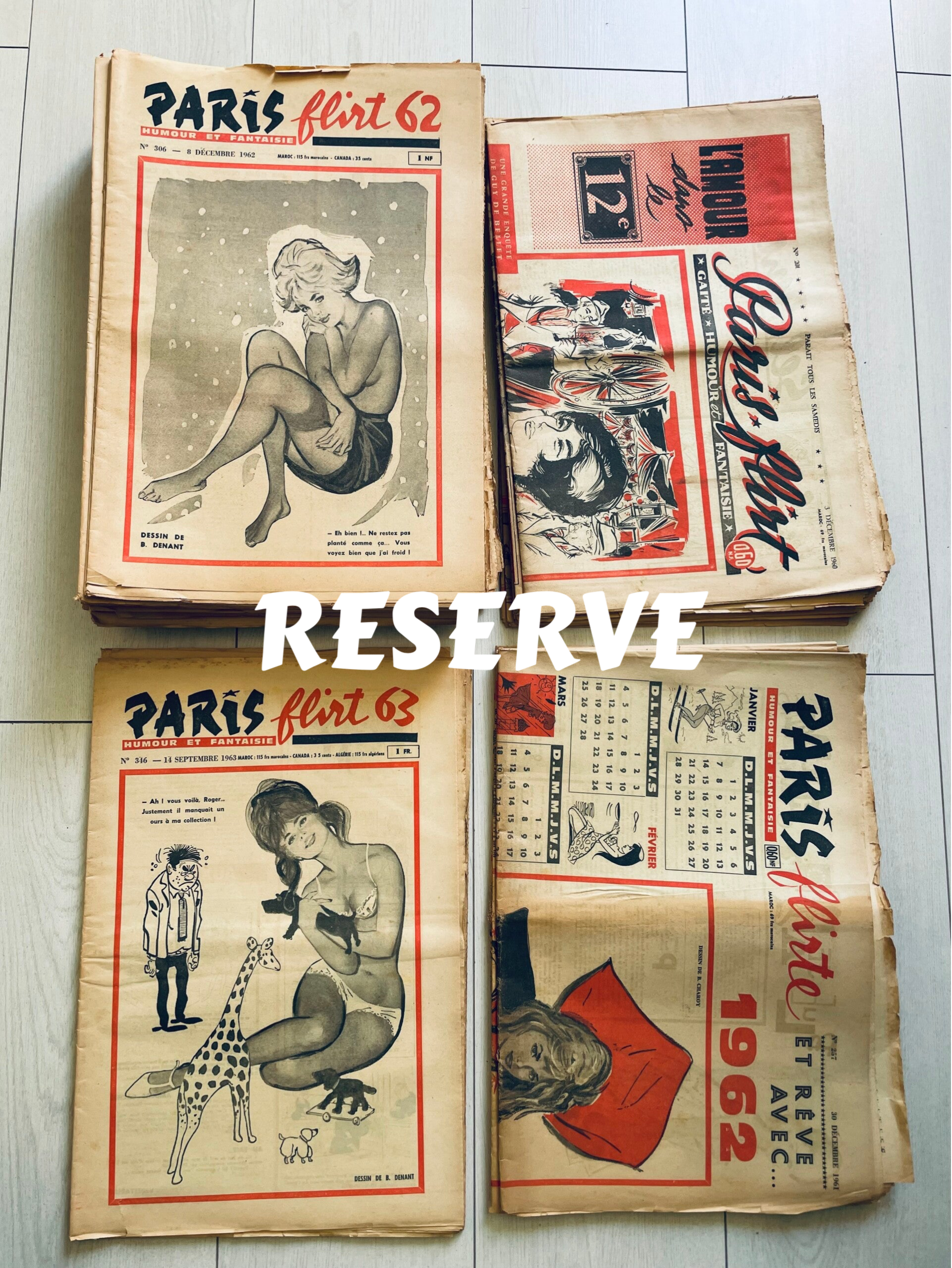 LOT DE 53 EXEMPLAIRES DU MAGAZINE "PARIS FLIRT" ANNEES 1960