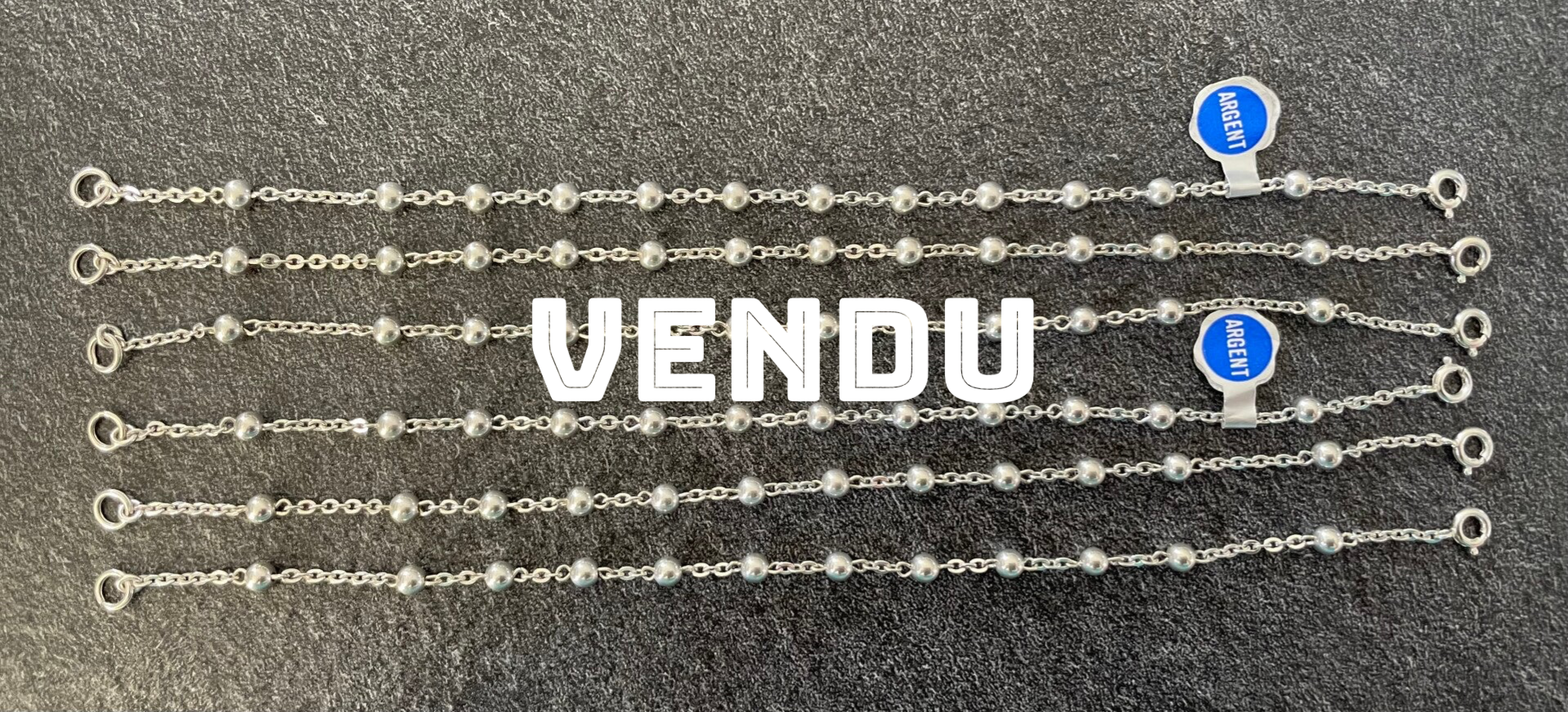 LOT DE 6 BRACELETS EN ARGENT 925 A DECOR DE BOULES